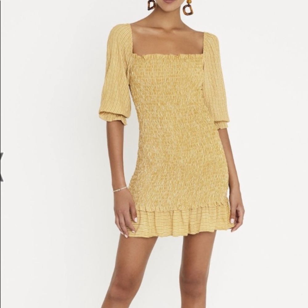 Faithful the Brand yellow mini dress